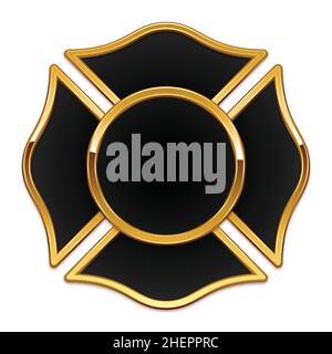 Leere Feuerwehr Logo Basis schwarz mit Gold Chrom Trimm Vektor isoliert auf weißem Hintergrund Stock Vektor
