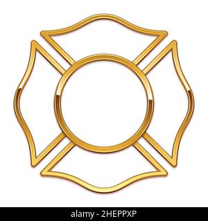 Leere Feuerwehr-Logo Basis Gold Chrom trimmen nur Vektor isoliert auf weißem Hintergrund Stock Vektor