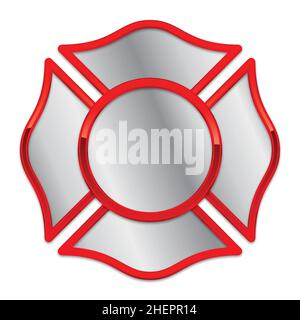 Blanke Fire Department Logo Basis silber mit rotem Chrom Trimm Vektor isoliert auf weißem Hintergrund Stock Vektor