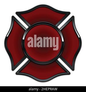 Leeres Feuerwehrlogo Basis dunkelrot mit schwarzem Chrom Trimm Vektor isoliert auf weißem Hintergrund Stock Vektor