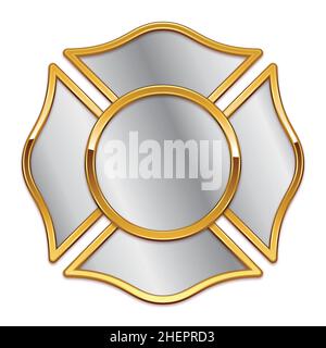 Blank Feuerwehr-Logo Basis Silber mit glänzenden Gold Chrom Trimm Vektor isoliert auf weißem Hintergrund Stock Vektor