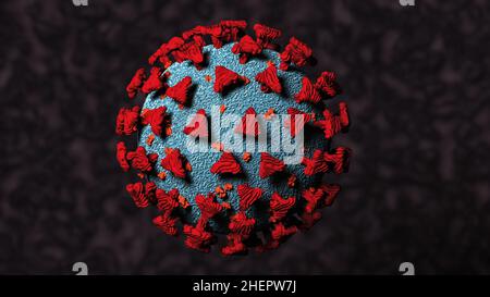 Nahaufnahme des Coronavirus (3D Rendering) Stockfoto