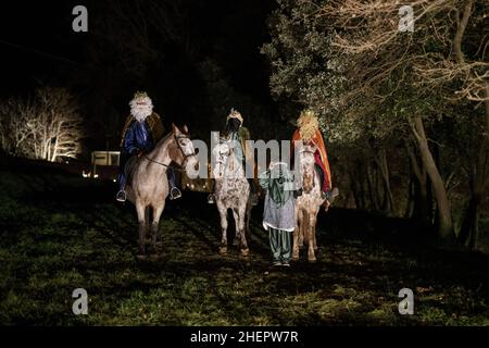 Lebende Krippe in der Stadt Joanetes. Stockfoto