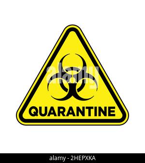 Klassisches Symbol der Quarantänezone für biologische Gefahrenstoffe in gelbem Dreieck, isoliert auf weißem Hintergrund Stock Vektor