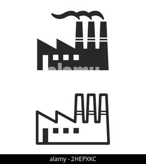 Industrial Factory Logo Symbole, Symbole Silhouette einfache Kontur Vektor isoliert auf weißem Hintergrund Stock Vektor