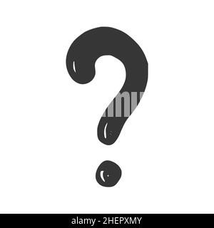 Fragezeichen. Handgezeichneter Doodle-Sketch-Stil. Zeichnungslinie einfaches schwarzes Fragesymbol. Isolierte Vektordarstellung. Stock Vektor