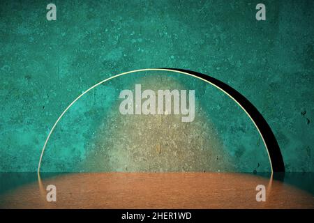 Die grüne kalte Farbe Design Textur. Schatten mit Neon-Hintergrundbeleuchtung. Creative Stone Banner 3D Illustration. Abstraktes Konzept für Design. Stockfoto