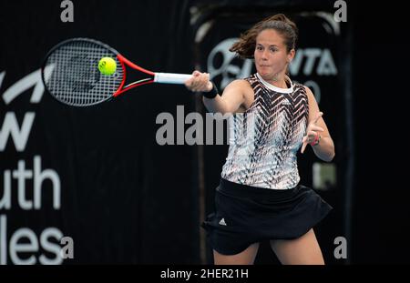 Sydney, Australien - 12. Januar 2022, Daria Kasatkina aus Russland im Einsatz gegen Elise Mertens aus Belgien während der zweiten Runde des Sydney Tennis Classic 2022, WTA 500 Tennisturniers am 12. Januar 2022 im NSW Tennis Center in Sydney, Australien - Foto: Rob Prange/DPPI/LiveMedia Stockfoto