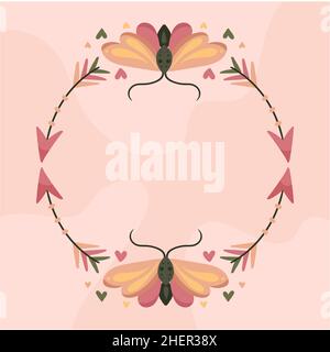 Handgezeichnetes flaches Design Boho Rahmen Vektor-Illustration. Stock Vektor