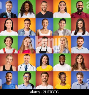Set von Bildern von Menschen aus aller Welt und mittleren Alters Stockfoto