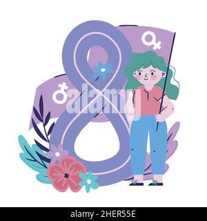 Flache internationale Damen Tag Illustration Vektor Illustration. Stock Vektor