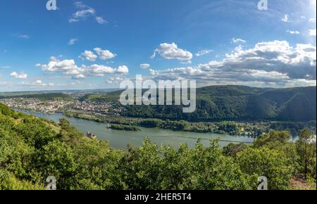 Blick auf den Rhein und die nahe bei Rüdesheim Stockfoto