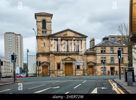 Straße zum Piping Center im Herzen des Stadtzentrums von Glasgow, Schottland. Stockfoto