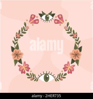 Handgezeichnetes flaches Design Boho Rahmen Vektor-Illustration. Stock Vektor