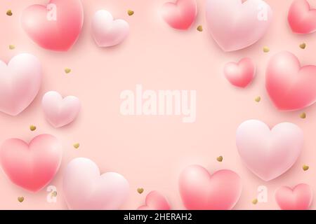 Realistischer Valentinstag Hintergrund Vektor-Illustration. Stock Vektor