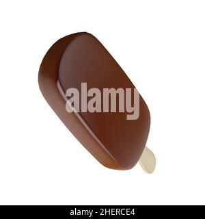 Schokoladeneis aus dem Eisbein isoliert auf weißem Hintergrund 3D Rendering Stockfoto