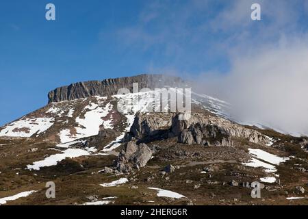 Piedrasluengas Pass, Naturpark Fuentes Carrionas y Fuente Cobre-Montaña Palentina, Palencia, Castilla y Leon, Spanien Stockfoto