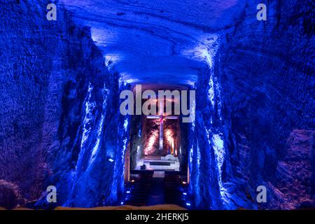 Catedral de Sal, die spektakuläre unterirdische katholische Salzkathedrale. Parque De La Sal, Zipaquirá, Zipaquira, Cundinamarca, Kolumbien Stockfoto