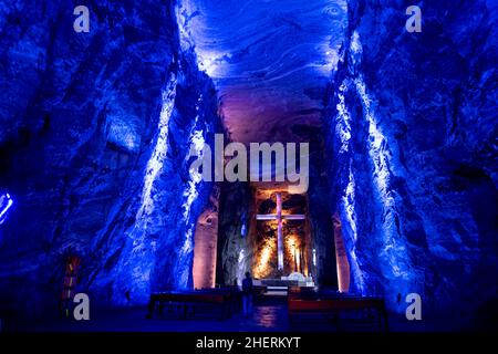 Catedral de Sal, die spektakuläre unterirdische katholische Salzkathedrale. Parque De La Sal, Zipaquirá, Zipaquira, Cundinamarca, Kolumbien Stockfoto