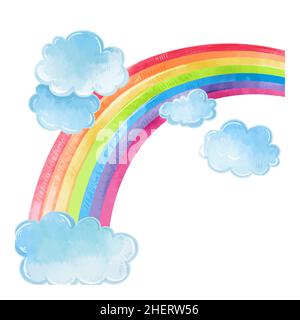 Regenbogenmalerei Original Aquarellmalerei Regenbogen. Stockfoto