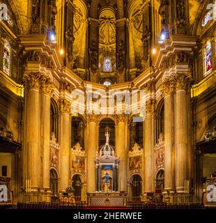 Hauptaltar, Kathedrale Santa Iglesia, Catedral Basilica de la Encarnacion, Malaga, Andalusien, Spanien Stockfoto