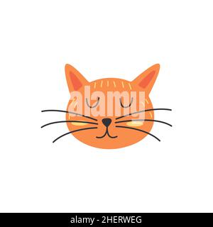 Niedliche Katze. Bunte Vektorgrafik mit Haustier Hand gezeichnet isoliert. Internationaler Cat Day. Kinderkarte. Single Clip Art Stock Vektor