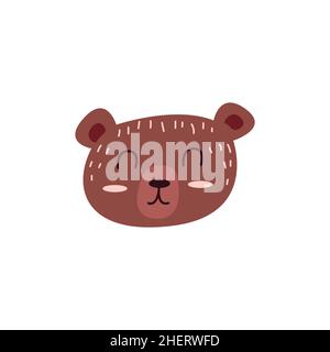 Niedlicher Bär. Farbenfrohe, isolierte Vektorgrafik mit Handzeichnungen. Wildes Tier. Kinderkarte. Clipart-Symbole Stock Vektor