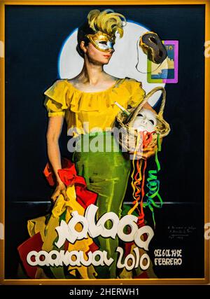 Gemälde für ein Plakat für den Karneval, Museo Revello de Toro, Malaga, Andalusien, Spanien Stockfoto