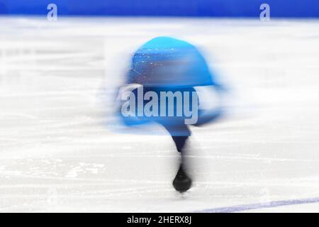 Tallinn, Estland. 12. Januar 2022, Nikita STAROSTIN (GER), während des Men Short Program, bei den ISU-Europameisterschaften im Eiskunstlauf 2022, in der Tondiraba Ice Hall, am 12. Januar 2022 in Tallinn, Estland. Quelle: Raniero Corbelletti/AFLO/Alamy Live News Stockfoto