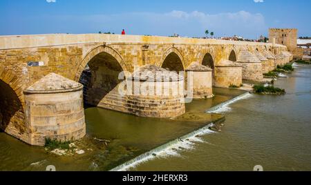 Puente Romano, Römische Brücke, Cordoba, Cordoba, Andalusien, Spanien Stockfoto