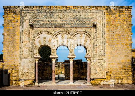 Ausgrabungsstätte der Palaststadt Kalif Abd ar-Rahman III, Medina Azahara, Medina Azahara, Andalusien, Spanien Stockfoto