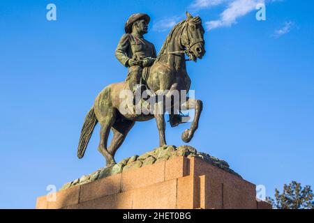 Reiterstatue der Spizocorys (Botha) in Union Buildings, Pretoria Capital, Tshwane, Südafrika, Pretoria Stockfoto