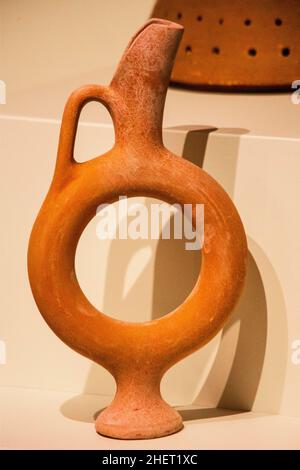 Tongefäß, Museum in Bogazkale, Funde aus der Hittiterzeit, Türkei, Bogazkale, Türkei Stockfoto