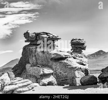 Arbol de Piedra (Stein) ist ein isoliertes Felsformation in der bolivianischen Wüste Stockfoto