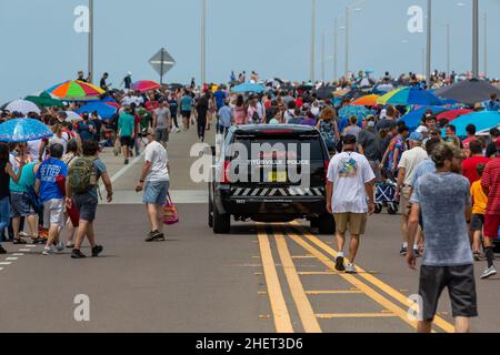 Cape Canaveral Luftaufnahme. Raketenstart SpaceX Falcon 9. Kennedy Space Center LC-39A. Stockfoto