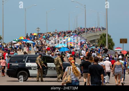 Cape Canaveral Luftaufnahme. Raketenstart SpaceX Falcon 9. Kennedy Space Center LC-39A. Stockfoto