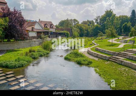 Berching, Baccham ist eine bayerische Stadt im Bezirk Neumarkt in der Oberpfalz. Fotografiert im Herbst in der Fränkischen Alb am Main Stockfoto