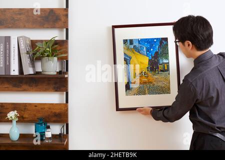 Japanischer Mann Schmücke Gemälde Stockfoto
