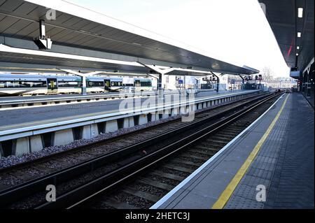 London, London City, UK-Januar 12 2022: Bahnsteig London Bridge . Stockfoto