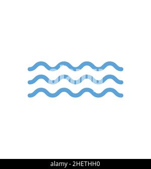 Einfacher Linienvektor für Wasserwellensymbol auf weißem Hintergrund isoliert Stock Vektor