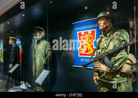 Ausstellung in den Militärmuseen Manege auf der Festungsinsel Suomenlinna Stockfoto