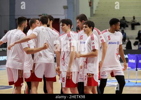 PalaRadi, Cremona, Italien, 12. Januar 2022, Allianz Pallacanestro Trieste während der Vanoli Basket Cremona gegen Allianz Pallacanestro Trieste - Italienische Basketball A Serie Championship Stockfoto