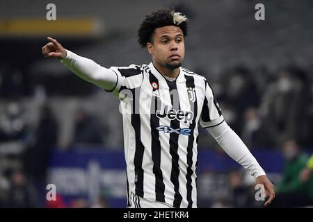 Mailand, Italien. 12th Januar 2022. Weston McKennie vom FC Juventus beim italienischen Supercup-Finale zwischen dem FC Internazionale und dem FC Juventus im Stadion San Siro in Mailand (Italien), 12th. Januar 2022. Foto Andrea Staccioli/Insidefoto Kredit: Insidefoto srl/Alamy Live News Stockfoto