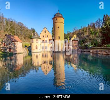 Das Wasserschloss Mespelbrunn in Mespelbrunn, Bayern, Deutschland Stockfoto