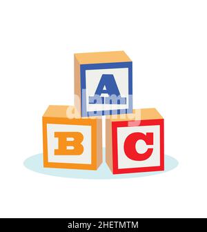 Kinder Kinder abc Buchstabe Holz pädagogische Bausteine Vektor isoliert auf weißem Hintergrund Stock Vektor