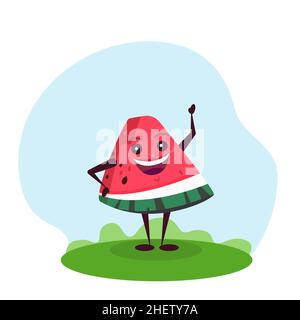 Lustige Wassermelone Charakter. Vektor-Illustration im Cartoon-Stil für Kinder. Stock Vektor