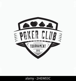 Poker-Logo. Vektor und Illustration. Poker Schild Vintage Design Logo Vorlage. Stock Vektor
