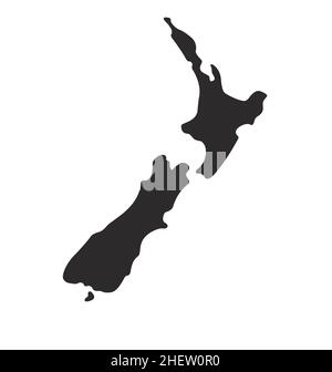 Neuseeland Kartenform vereinfachte Silhouette Vektor isoliert auf weißem Hintergrund Stock Vektor