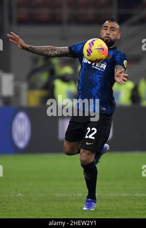 Mailand, Italien. 12th Januar 2022. Arturo Vidal vom FC Internazionale beim italienischen Supercup-Finale zwischen dem FC Internazionale und dem FC Juventus im Stadion San Siro in Mailand (Italien), 12th. Januar 2022. Foto Andrea Staccioli/Insidefoto Kredit: Insidefoto srl/Alamy Live News Stockfoto