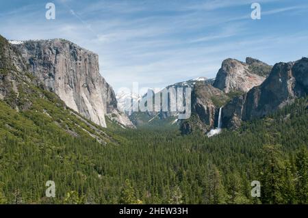 Blick über den grünen yosemite Park an einem wunderschönen Sommertag Stockfoto